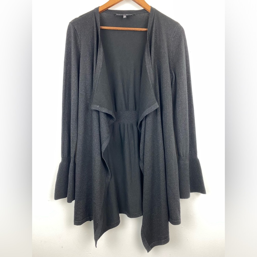 White House Black Market size Medium Women’s Black Bell Sleeve Cardigan Sweater